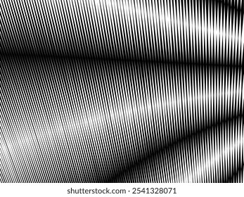 Abstract art geometric white background with abstract 3d black lines. Black and white optical illusion with waves and transitions.
