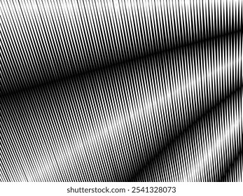 Abstract art geometric white background with abstract 3d black lines. Black and white optical illusion with waves and transitions.