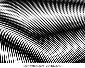 Abstract art geometric white background with abstract 3d black lines. Black and white optical illusion with waves and transitions.