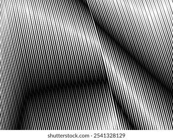 Fondo blanco geométrico del arte Abstractas con las líneas negras abstractas 3D. Ilusión óptica en blanco y negro con ondas y transiciones.