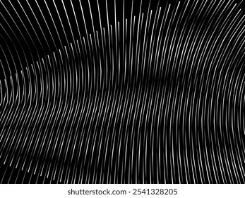 Abstract art geometric white background with abstract 3d black lines. Black and white optical illusion with waves and transitions.