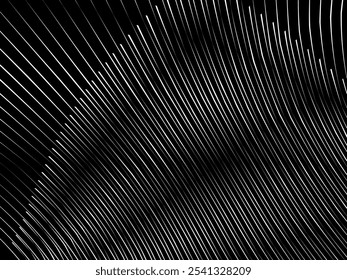 Fundo branco geométrico de arte abstrata com linhas pretas 3d abstratas. Ilusão óptica em preto e branco com ondas e transições.