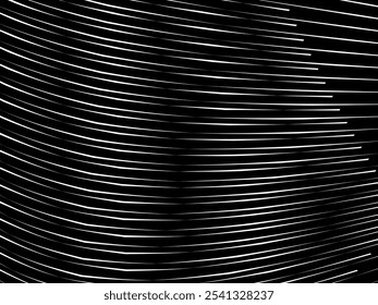 Fondo blanco geométrico del arte Abstractas con las líneas negras abstractas 3D. Ilusión óptica en blanco y negro con ondas y transiciones.