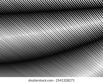 Abstract art geometric white background with abstract 3d black lines. Black and white optical illusion with waves and transitions.