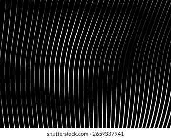 Fundo branco geométrico de arte abstrata com linhas pretas 3d abstratas. Ilusão óptica em preto e branco com ondas e transições.