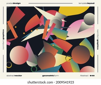 Abstract art geometrical poster design layout with editable text and graphics. Modern geometry composition artwork with simple vector shapes. Useful for poster design, presentation backdrop, flyer.