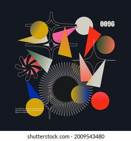 Abstract art geometrical poster design layout with editable text and graphics. Modern geometry composition artwork with simple vector shapes. Useful for poster design, presentation backdrop, flyer. - Shutterstock ID 2009543480