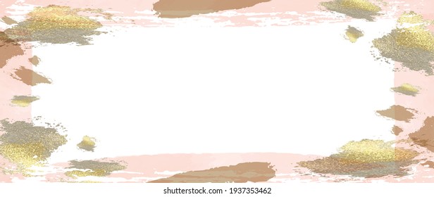 Abstract art and gold background vector. Watercolor and golden art brush design for wallpaper,wall art,prints and cover design templates.