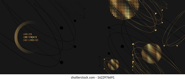 Abstract art gold design black background universal dressing luminous shiny color golden