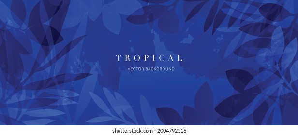 Abstract art gold tropical leaves background vector. Luxury wallpaper with watercolor, tropical leaf framed, palm leaf, flower,Vivid foliage, exotic green and gold brush glitter.