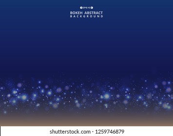 Abstract of art gradient blue with sparkle glitters bokeh background, vector eps10