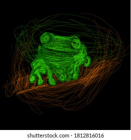 abstract art of green and brown line scribbles
