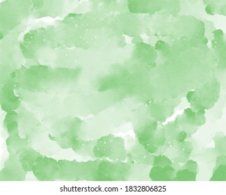 Abstract art green watercolor background with leafs and minimalist organic shapes. Spring pattern. Design template banner, poster or social media for green eco friendly concept. Vector illustration.