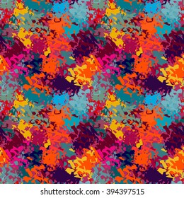 Abstract art grunge colorful seamless pattern. Background texture, pant spots, brush strokes, distressed