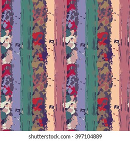 Abstract art grunge colorful seamless pattern. Background texture, pant spots, brush strokes, lines, distressed, chaotic