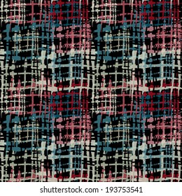 Abstract art grunge seamless pattern. Geometric background. Paint stains. Spray. Stripes. Circles. Graffiti. Watercolor - vector 