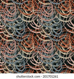 Abstract art grunge seamless pattern. Geometric striped background. Paint stains. Stripes. Circles. Graffiti. Distressed texture. Watercolor - vector 