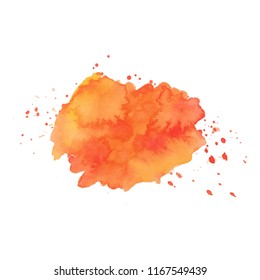 Abstract Art Hand Paint Isolated Watercolor Stain On White Background.