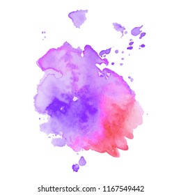 Abstract art hand paint isolated Watercolor stain on white background.