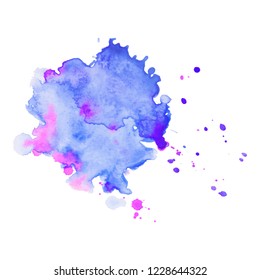 Abstract art hand paint isolated Watercolor stain on white background. Watercolor banner
