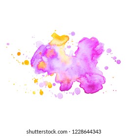 Abstract art hand paint isolated Watercolor stain on white background. Watercolor banner