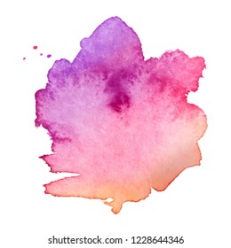 Abstract art hand paint isolated Watercolor stain on white background. Watercolor banner