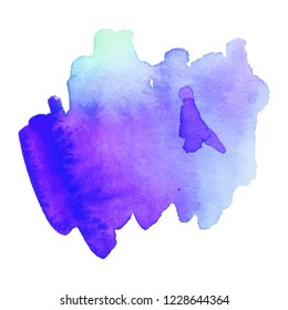 Abstract art hand paint isolated Watercolor stain on white background. Watercolor banner