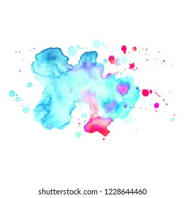 Abstract art hand paint isolated Watercolor stain on white background. Watercolor banner