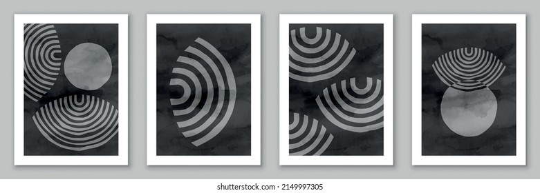 Abstract art, hand painted texture, geometric background. Design for poster, wall decoration, cover, EPS10 vector template, set