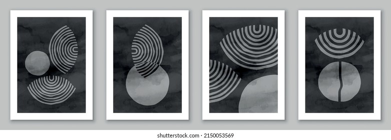 Abstract art, hand painted texture, geometric background. Design for poster, wall decoration, cover, EPS10 vector template, set