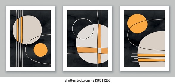 Abstract art,  hand painted, watercolor geometric background. Design for poster, wall decoration, cover, EPS10 vector template, set