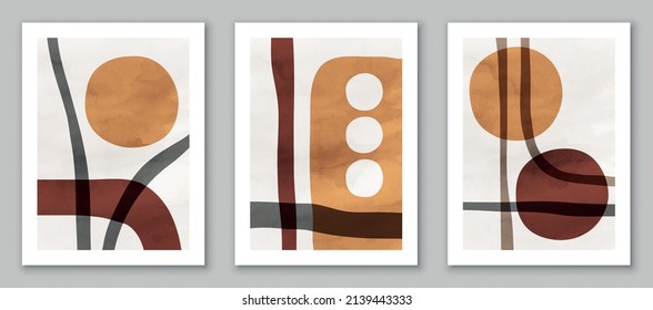 Abstract art,  hand painted, watercolor geometric background. Design for poster, wall decoration, cover, EPS10 vector template, set