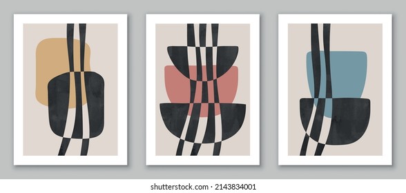 Abstract art,  hand painted, watercolor geometric background. Design for poster, wall decoration, cover, EPS10 vector template, set