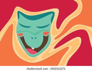 Abstract art with happy face expression
