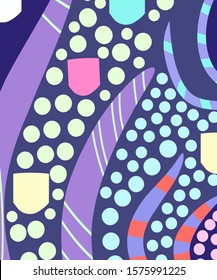 Abstract art header background with bright lines of circles and leaves. Silhouettes of plants. Graphic design. Hand drawn texture. Perfect for website, card, poster, cover, invitation, brochure. 