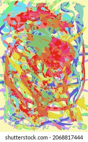 Abstract art house background for a greeting card or an invitation flyer for a holiday or sale. Universal template in Chinese or confetti style. Chaotic brush strokes, trash on paper.
