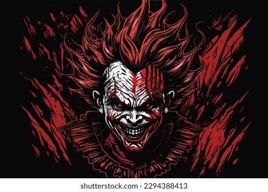 Abstract art illustration with flaming skull tattoo