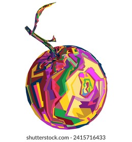 Abstract art. Illustration of an orange fruit in Wedha's Pop Art Portrait style. Vector stock.