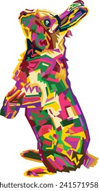 Abstract art. Illustration of a rabbit character in Wedha's Pop Art Portrait style. Vector stock.