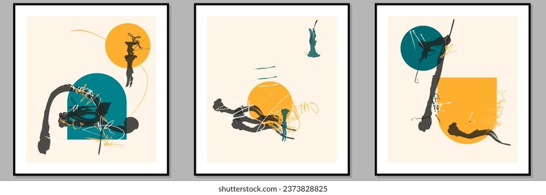 Abstract art illustration wall frame for interior desain scandinavian. Vector editable design.
