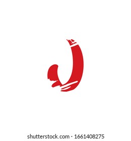 Abstract art initial J letter logo icon brush vector design.
