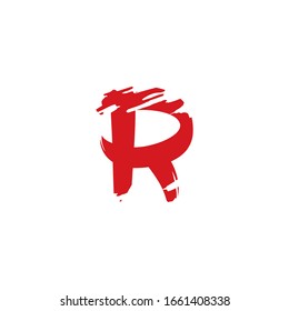 Abstract art initial R letter logo icon brush vector design.