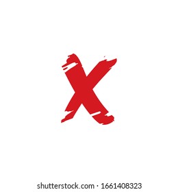Diseño vectorial de pincel con logotipo de letra X inicial de arte abstracto.