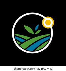 diseño vectorial del logotipo del paisaje artístico abstracto sobre fondo negro