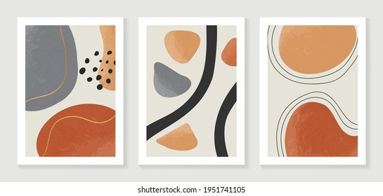 Abstract art leaf background vector. Organic abstract art style wallpaper with leaves and floral pattern, paint splatter watercolor in warm colors design for poster, cover, wall art, packaging design.