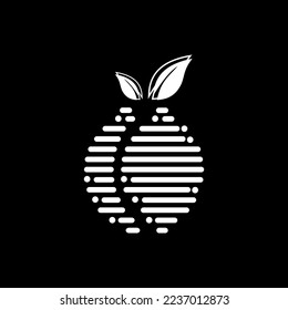 abstract art leaf and fruit logo vector design in black and white colors