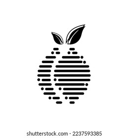 abstract art leaf and fruit logo vector design in black and white colors