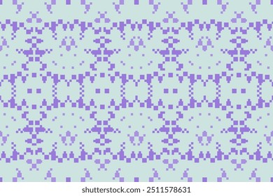 Abstract art like cartoon textile seamless pixel pattern purple color, Design for fabric, Clothes, Curtain, Carpet, Scarf, Wrap, Handcraft,  Wallpaper, Background and Vector illustration