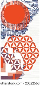 Abstract art line background vector. Modern shape line art wallpaper. Boho foliage botanical floral pattern design for home deco, wall art, social media post and story background