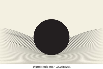 Abstract art line design. Mass gravity concept. Black hole singularity, massive black hole gravity